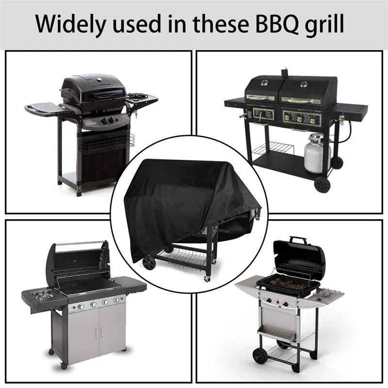 Premium outdoor grill cover made of durable 210D Oxford cloth with a silver coating to protect against weather and elements