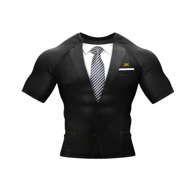 Tuxedo Rash Guard with XMARTIAL sleeve design - a sophisticated and functional water sports garment