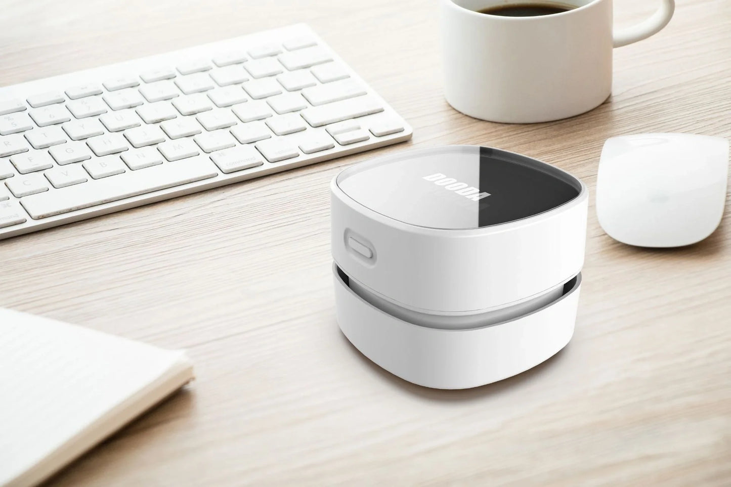 Compact desktop vacuum cleaner with USB charging and strong suction power