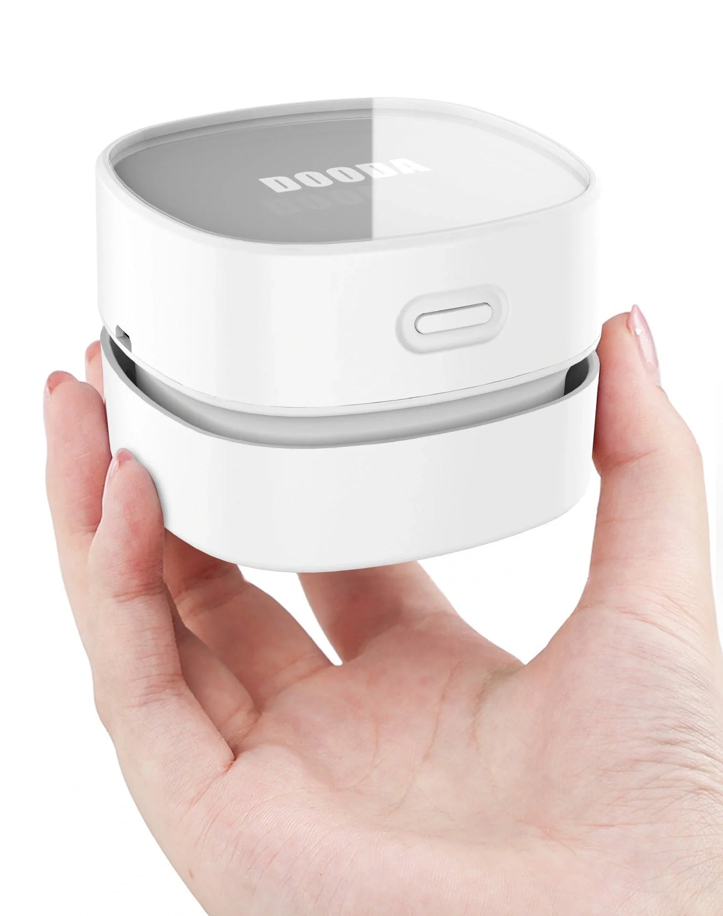 Compact desktop vacuum cleaner with USB charging and strong suction power