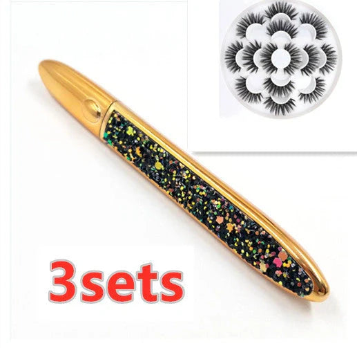 Premium self-adhesive eyeliner and false lash set in various shades