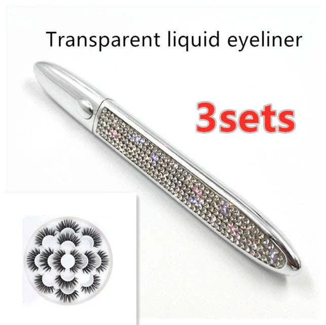 Premium self-adhesive eyeliner and false lash set in various shades