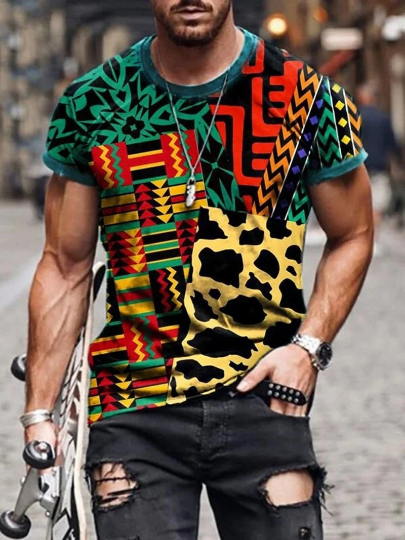 GiftHomen UK Men's Cotton Printed Round Neck Short Sleeve T-Shirt in Multiple Colours