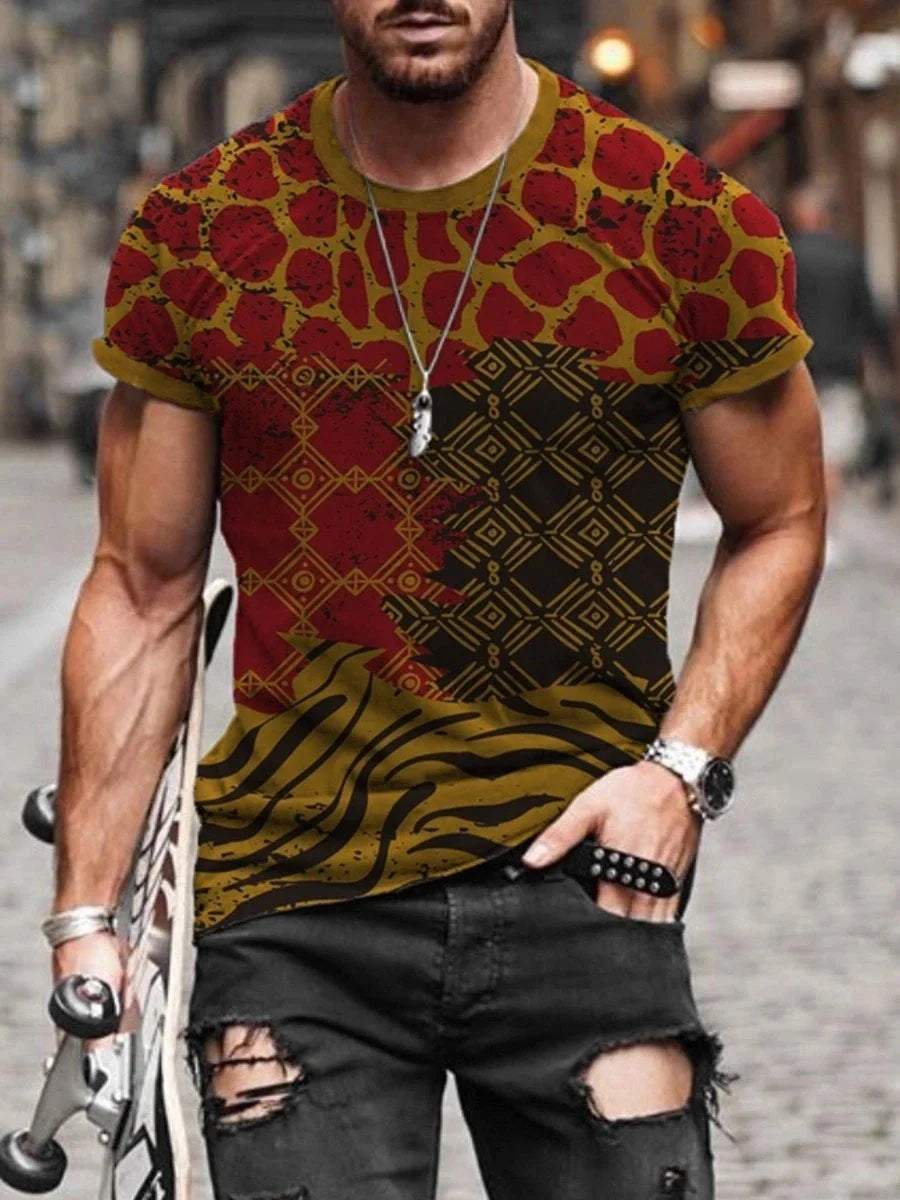 Men's cotton printed round neck short sleeve t-shirt in various colours