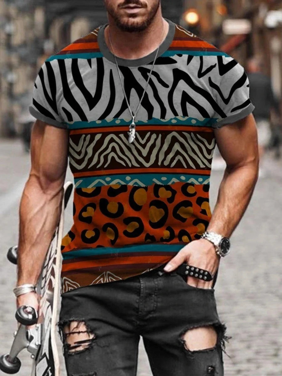 Men's cotton printed round neck short sleeve t-shirt in various colours