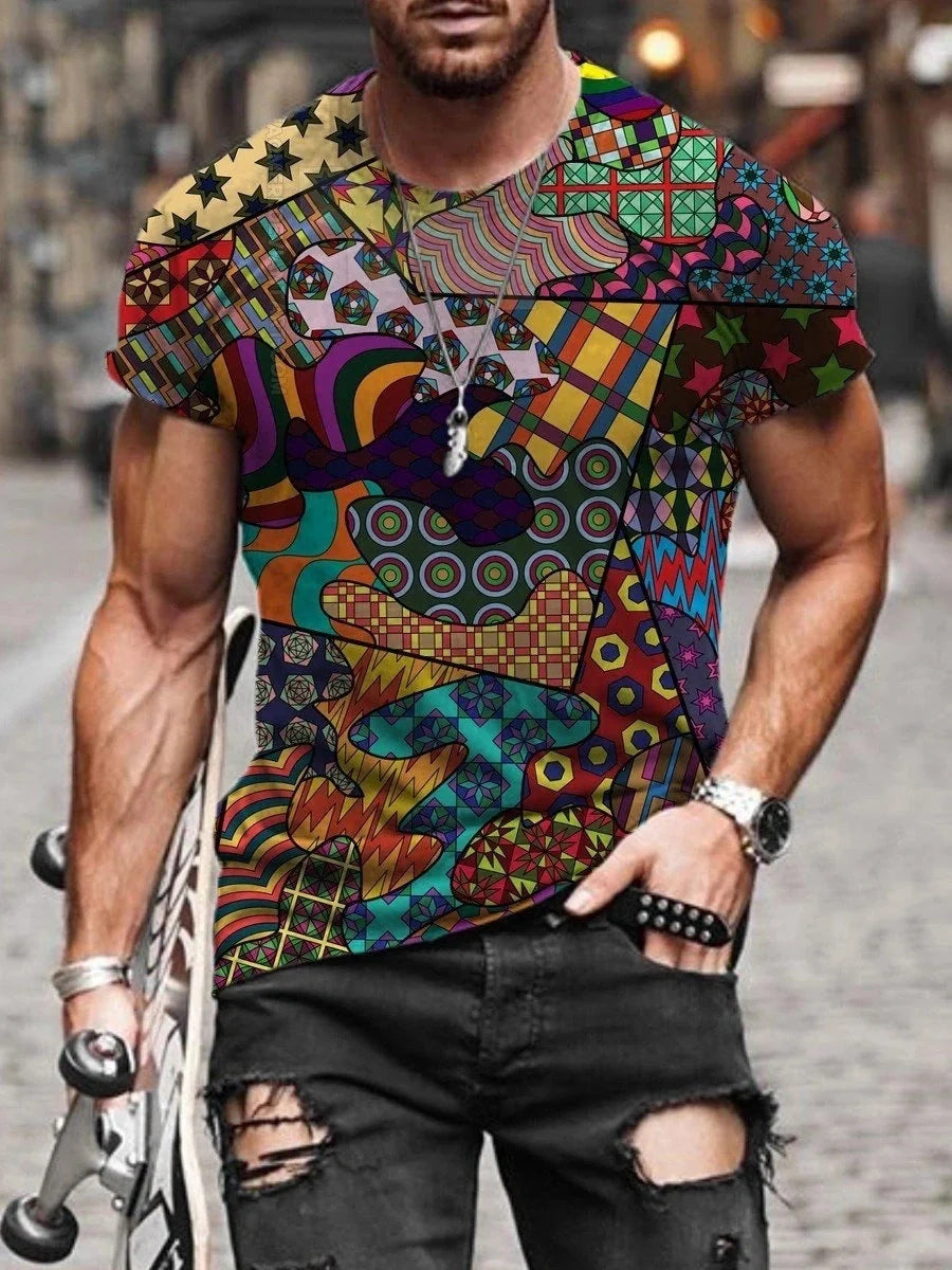 Men's cotton printed round neck short sleeve t-shirt in various colours