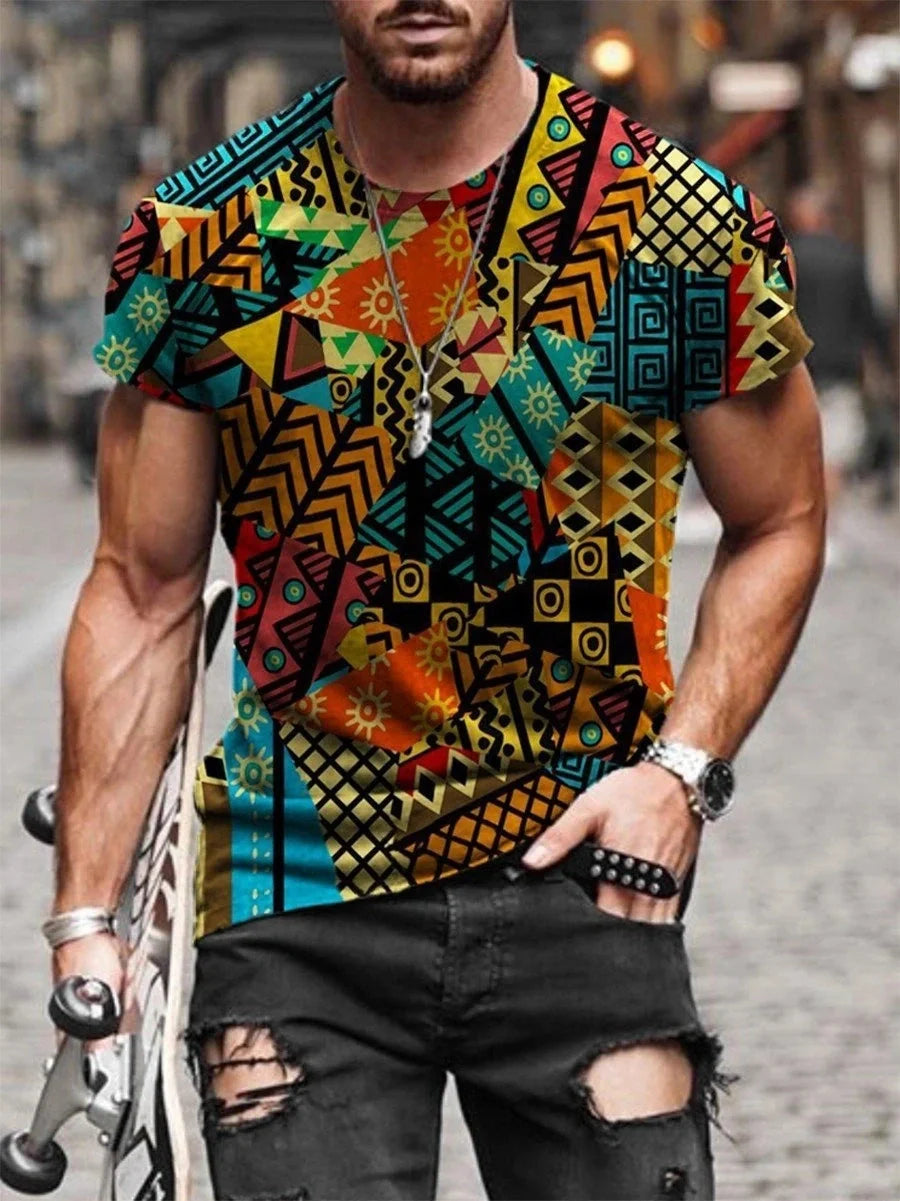 Men's cotton printed round neck short sleeve t-shirt in various colours
