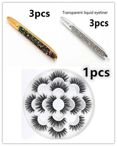 Premium self-adhesive eyeliner and false lash set in various shades
