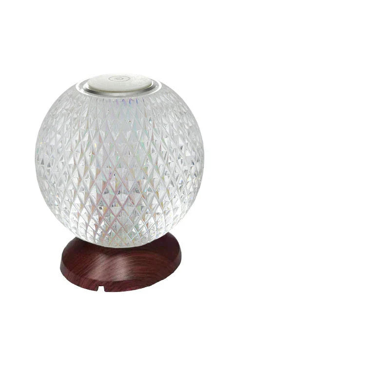 Elegant acrylic crystal bedside lamp with customisable RGB lighting, creating a warm and relaxing atmosphere in the bedroom