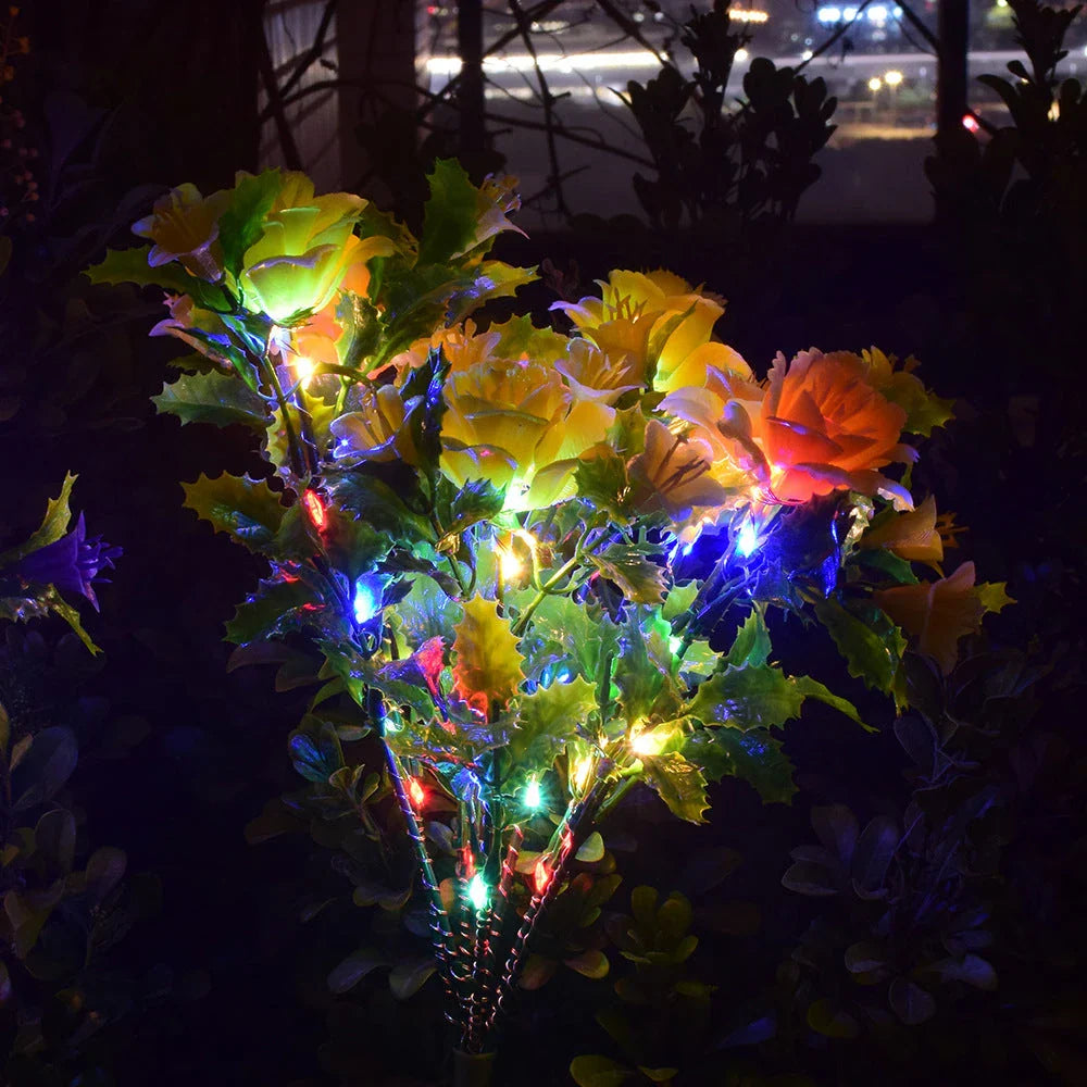 Captivating solar-powered outdoor flower lamps made of durable PVC with a beautiful carnation design, perfect for enhancing the ambiance of gardens, patios, and other outdoor living spaces.
