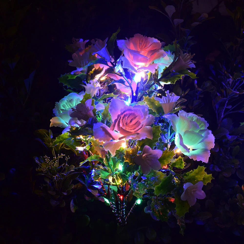 Captivating solar-powered outdoor flower lamps made of durable PVC with a beautiful carnation design, perfect for enhancing the ambiance of gardens, patios, and other outdoor living spaces.