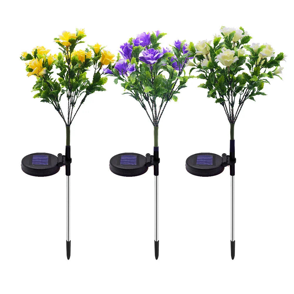 Captivating solar-powered outdoor flower lamps made of durable PVC with a beautiful carnation design, perfect for enhancing the ambiance of gardens, patios, and other outdoor living spaces.