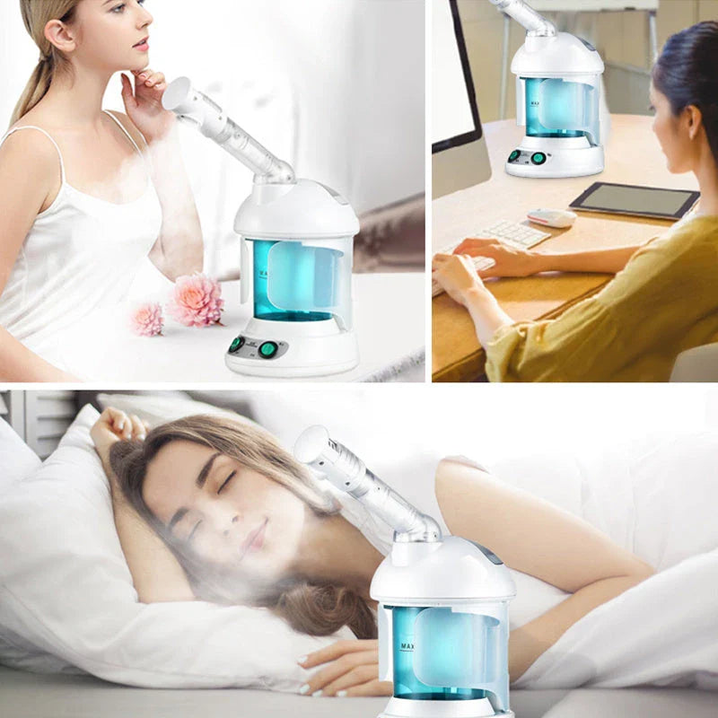 Portable Face Steamer with Rotating Nozzle for Hands-Free, Spa-Quality Facial Treatment