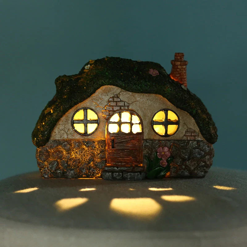 GiftHome UK High-Quality Solar-Powered Fairy House Lamp for Outdoor Garden Decor