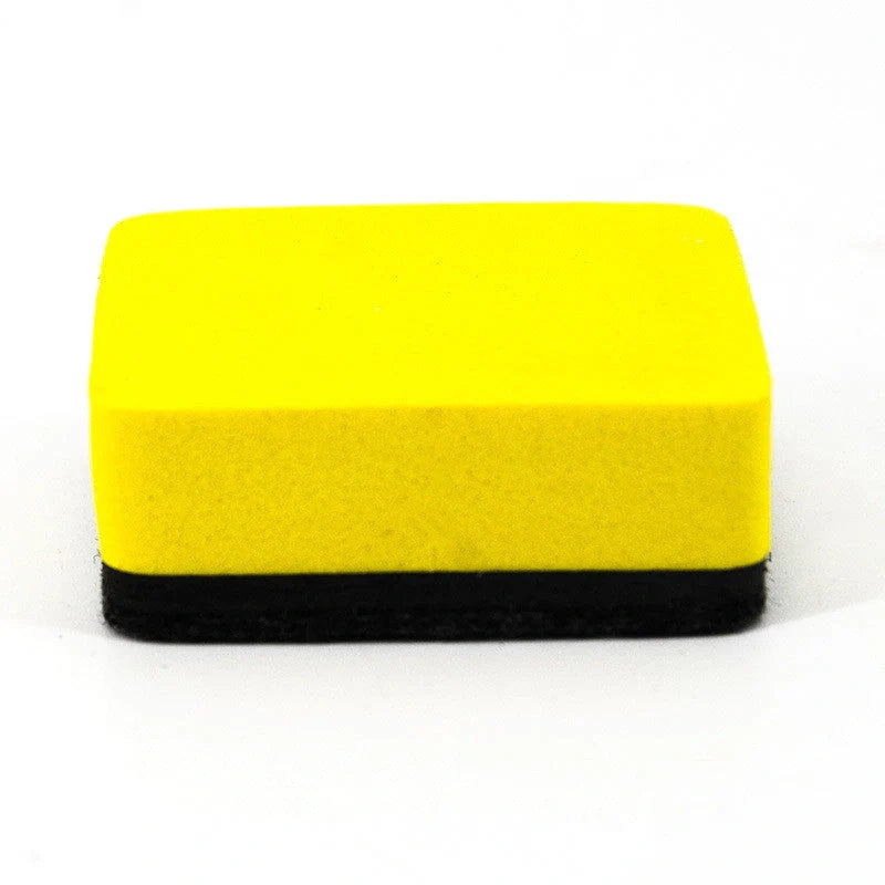 Square blackboard eraser with yellow felt surface for whiteboard markers