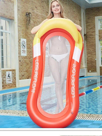 Inflatable floating bed with detachable awning on water