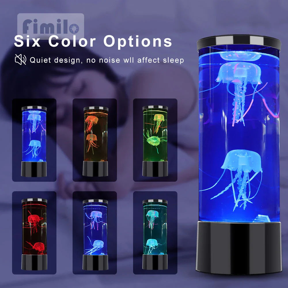 Enchanting jellyfish lamp with lifelike jellyfish and colour-changing effects, creating a serene and relaxing ambiance.