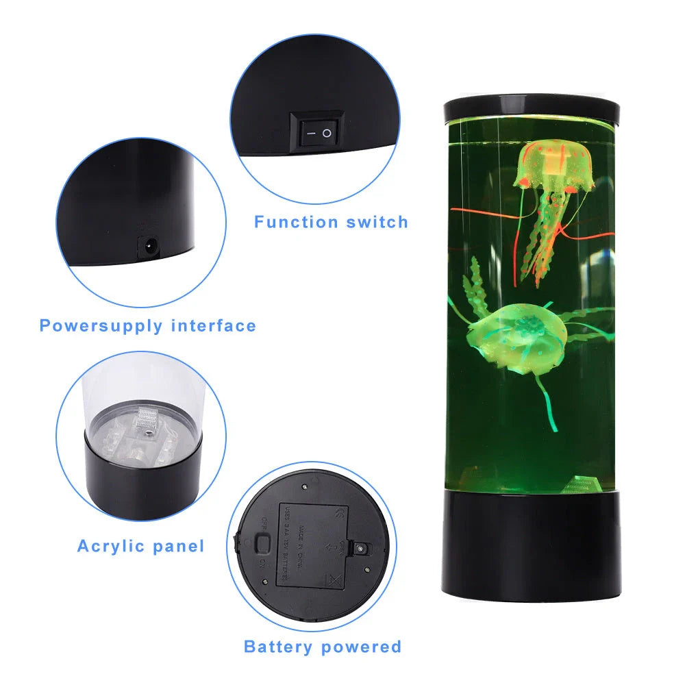 Enchanting jellyfish lamp with lifelike jellyfish and colour-changing effects, creating a serene and relaxing ambiance.