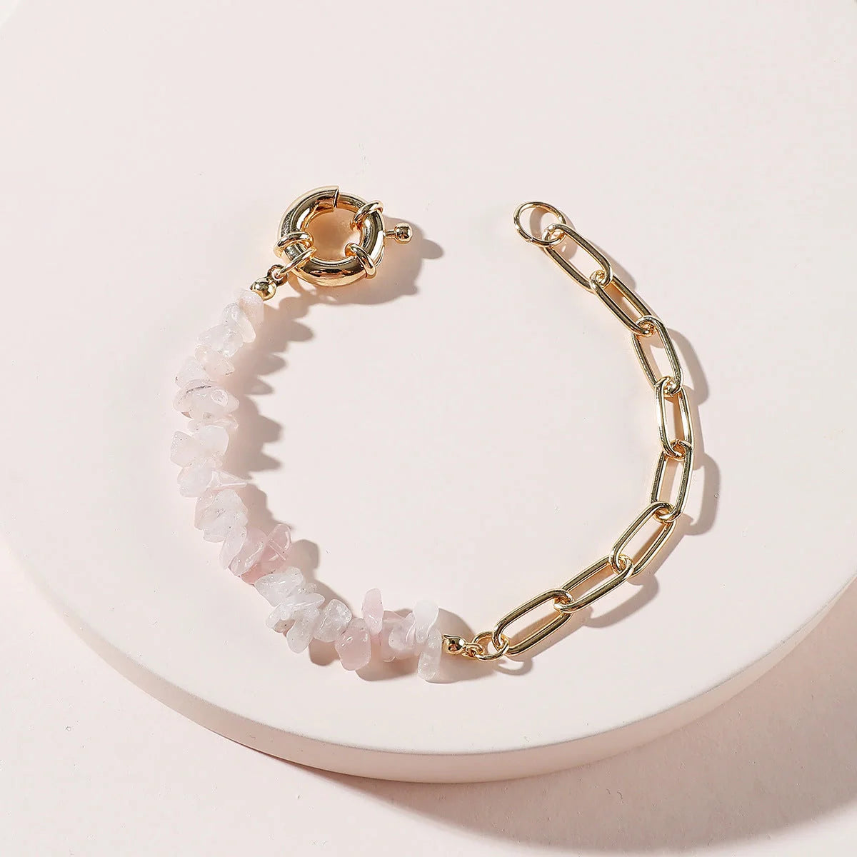 Adjustable rough stone crystal amethyst bracelet for women in blue, purple, and pink