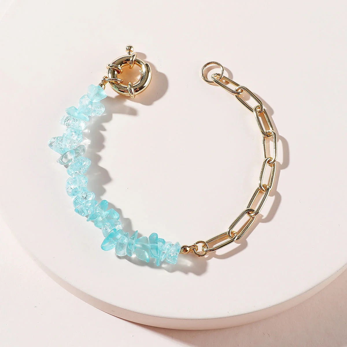 Adjustable rough stone crystal amethyst bracelet for women in blue, purple, and pink