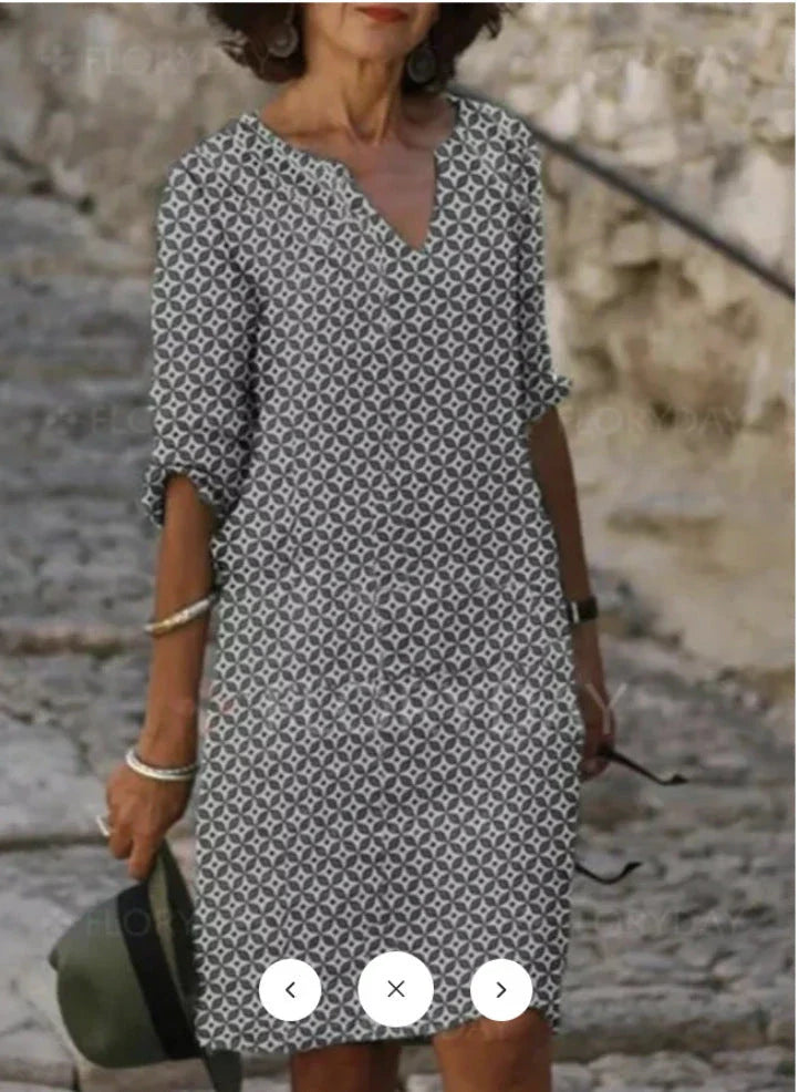 Vibrant Mid-Length Dress with Stylish Sleeves