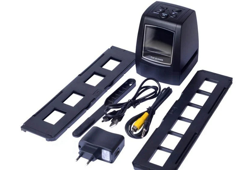 A versatile film and slide scanner that digitizes 35mm film, negatives, and slides with high resolution and vibrant colors.