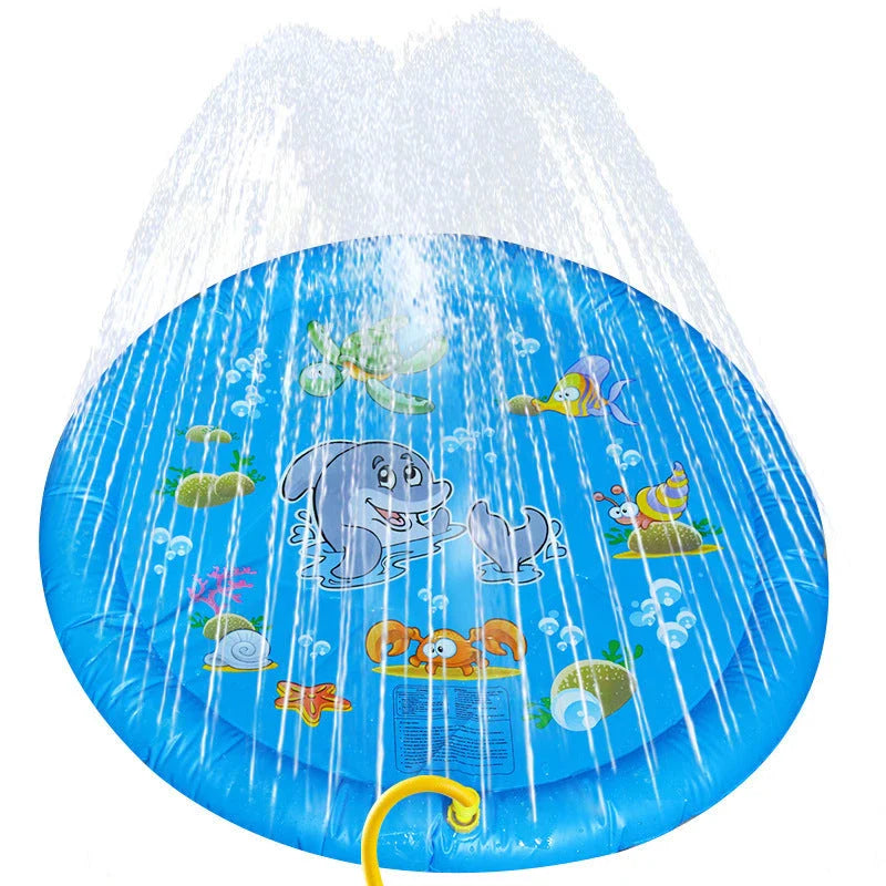 Refreshing splash pad for kids and pets, backyard water play mat with sprinklers