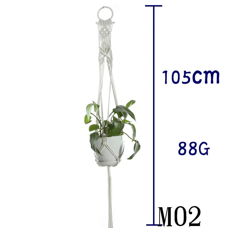 Stylish hanging cotton rope plant holder for indoor and outdoor decoration
