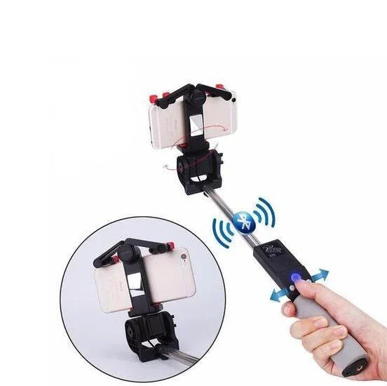 Panoramic 360-degree Rotating Bluetooth Selfie Stick with premium stainless steel and engineering plastic construction