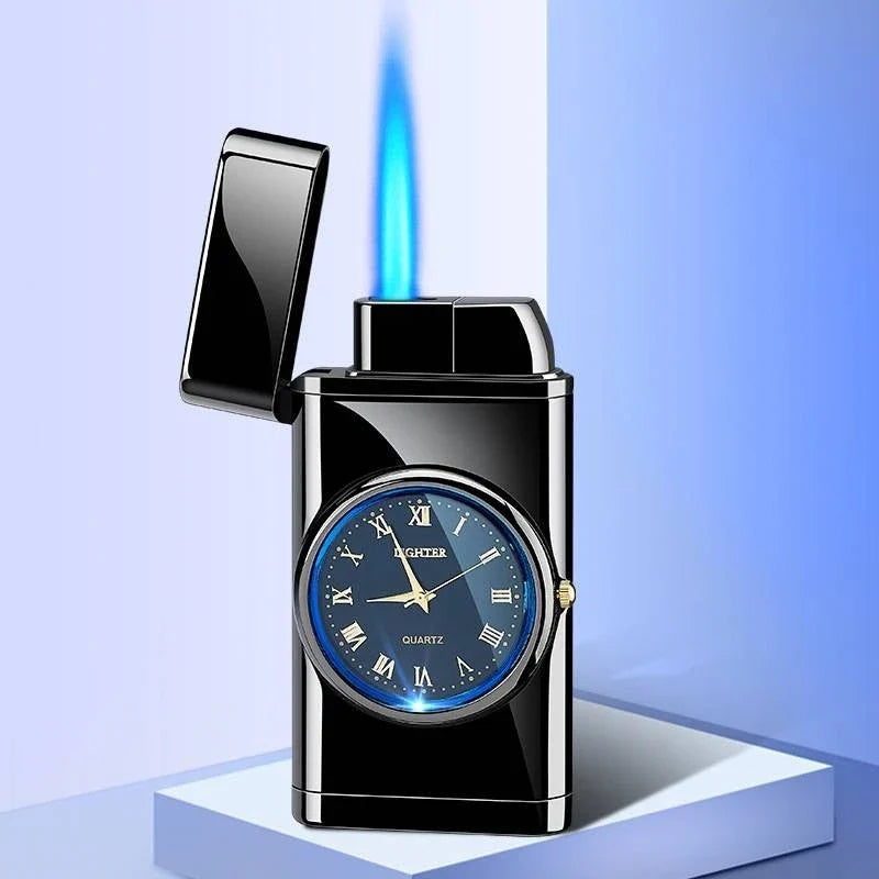 A versatile butane lighter watch with various color options and flame styles