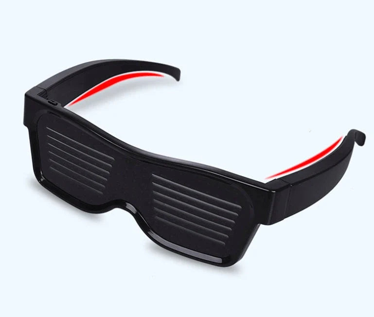 Multicolor LED party glasses with dynamic flashing light effects, suitable for various events and celebrations