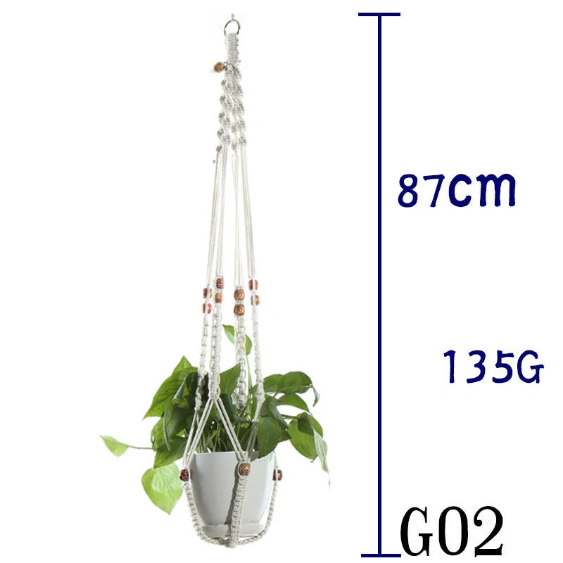Stylish hanging cotton rope plant holder for indoor and outdoor decoration
