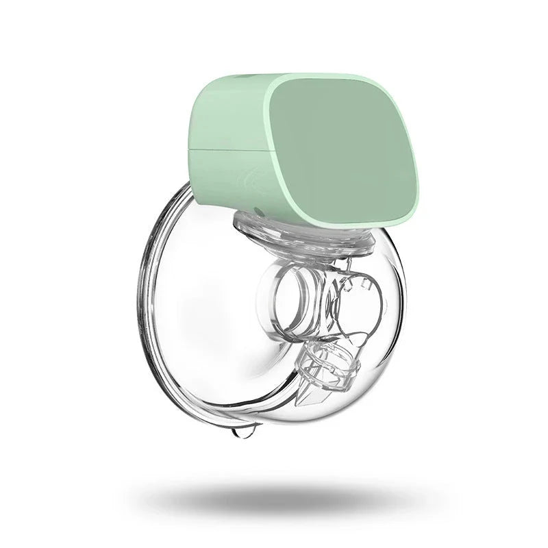 Portable, hands-free electric breast pump with quiet operation and premium construction