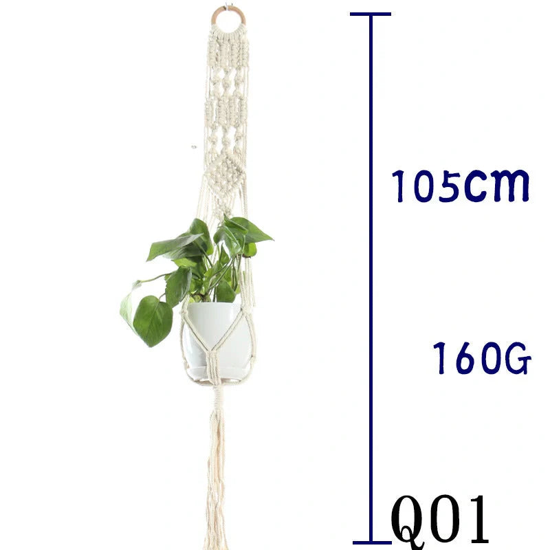 Stylish hanging cotton rope plant holder for indoor and outdoor decoration