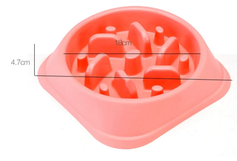 Anti-choke pet bowl made of durable plastic, available in multiple vibrant colours to suit your pet's style