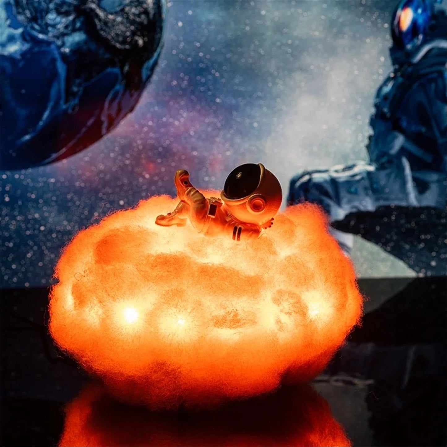 Enchanting Astronaut Cloud Night Light with mesmerising rainbow-like glow and adorable astronaut figurines