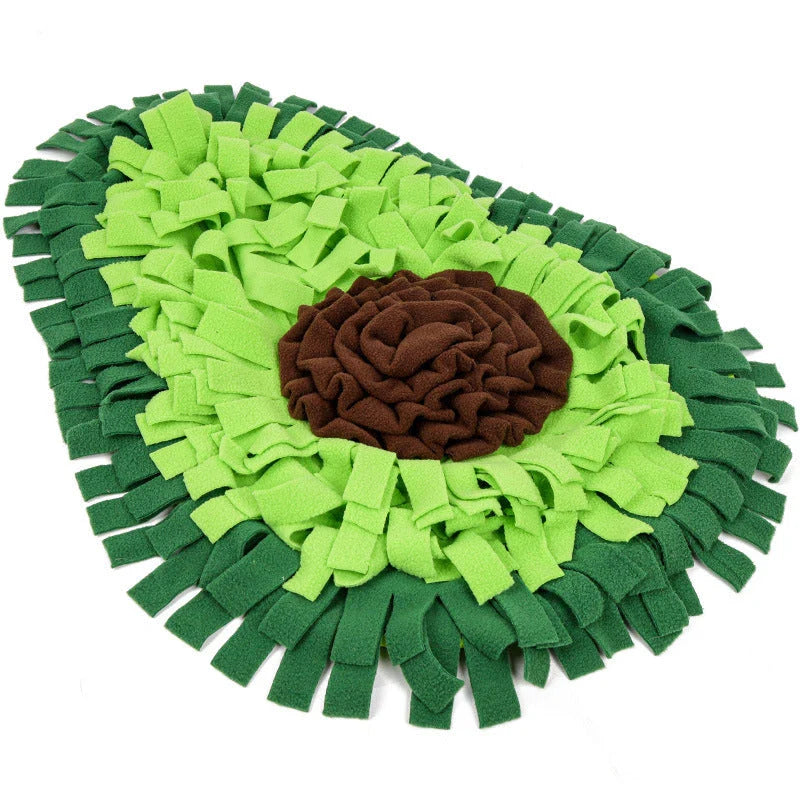 An interactive snuffle mat puzzle toy for dogs, designed to stimulate natural foraging behavior and relieve boredom