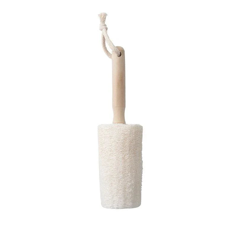 Premium Bamboo Bottle Cleaning Brush with Natural Loofah Bristles for Reusable Bottle and Cup Cleaning