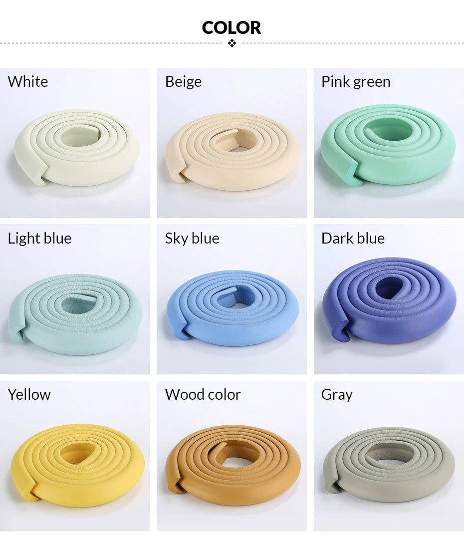 L-shaped furniture edge protector made of thick, soft, and flexible material to absorb impacts and prevent collisions for child safety