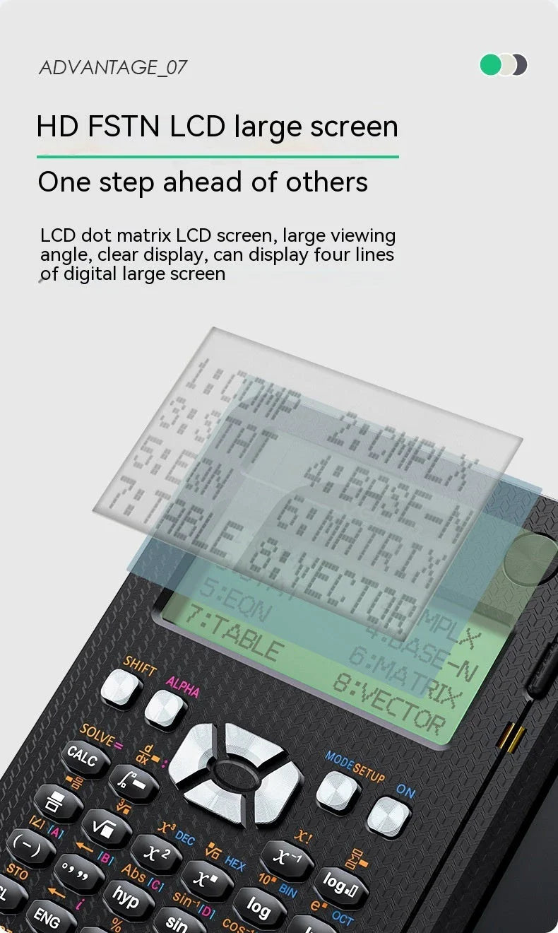 Versatile 2-in-1 scientific calculator and digital notepad with foldable design, LCD display, and intuitive button layout