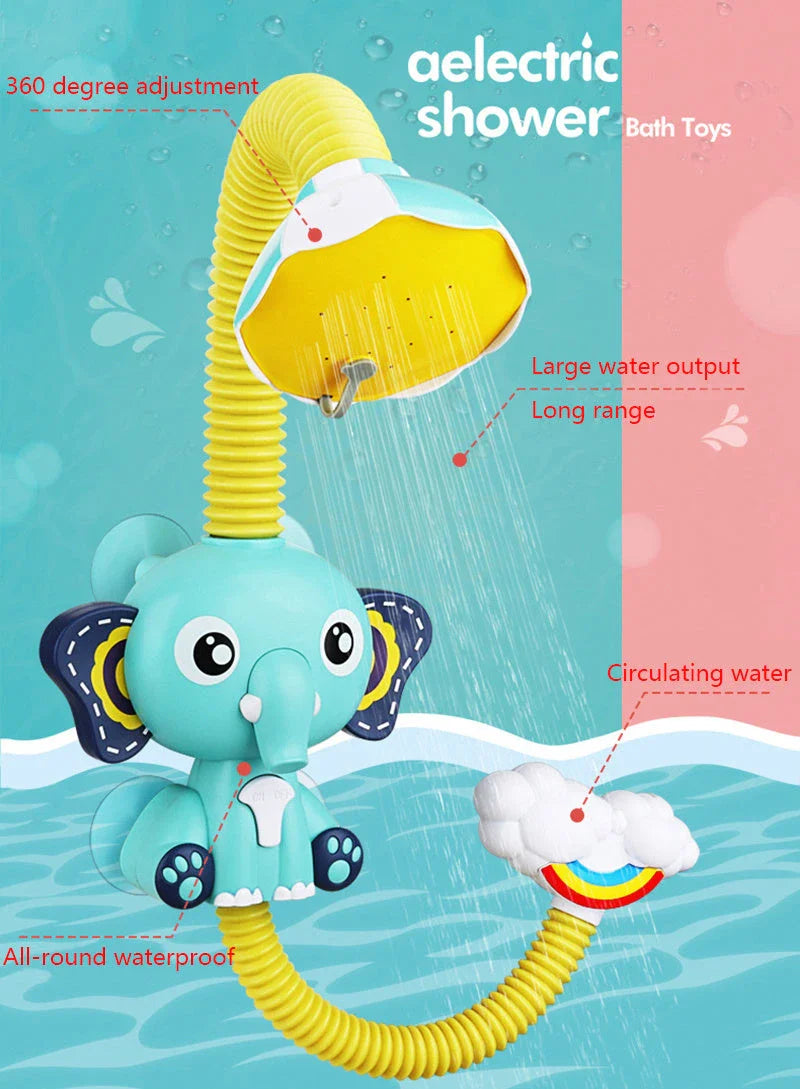 Elephant-shaped water spray toy with adjustable nozzle for bathtime fun and sensory exploration