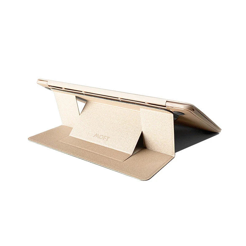 Adjustable laptop stand with adjustable height, anti-slip surface, and cable management for improved ergonomics and productivity