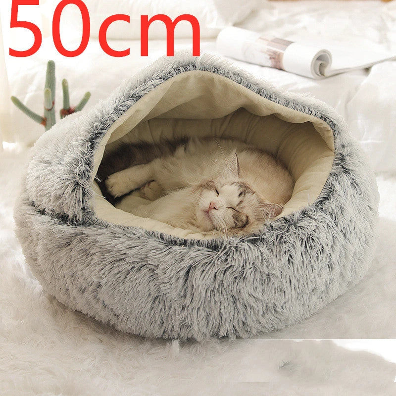 Cozy and comfortable 2-in-1 pet bed for cats and dogs, featuring plush, warm, and soft materials