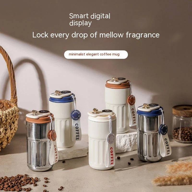 Gifthome Stainless Steel Thermal Bottle with Digital Display - Portable Coffee Mug for Hot and Cold Drinks