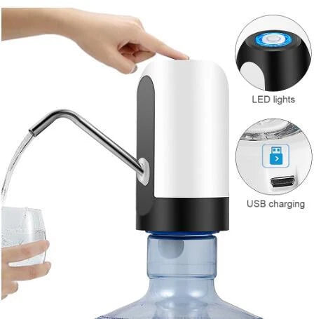 Automatic electric water bottle pump with USB charging, smart switching, and durable construction
