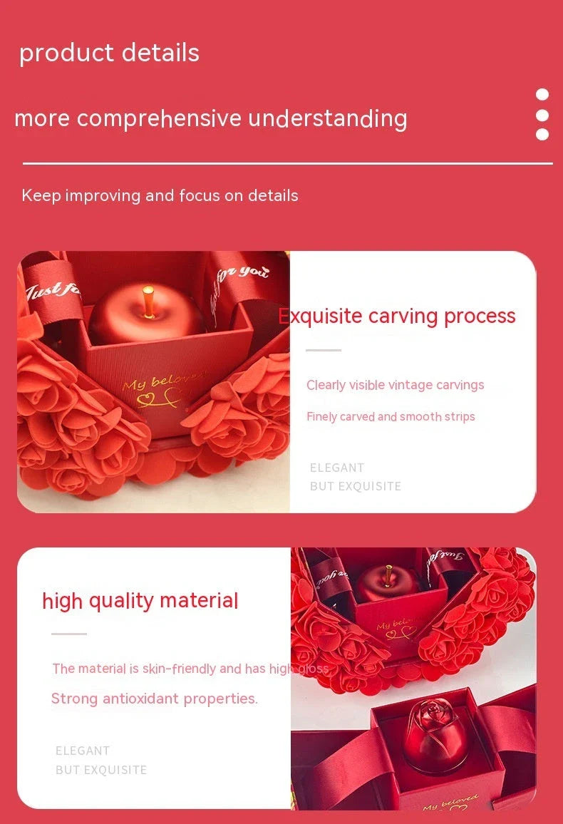 Eternal Rose Jewelry Box - Handmade Preserved Flower Necklace Gift Set for Girlfriend