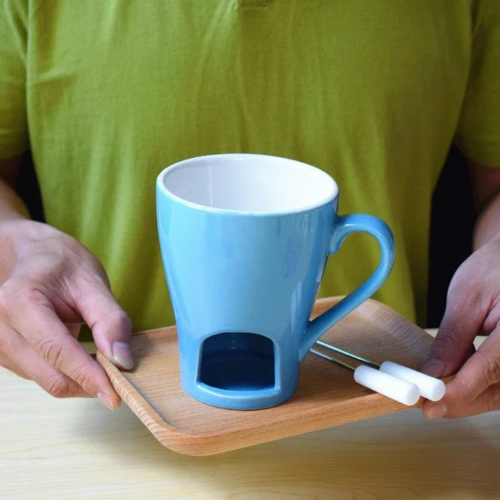 Versatile ceramic mug with built-in hot pot for making delicious desserts and drinks
