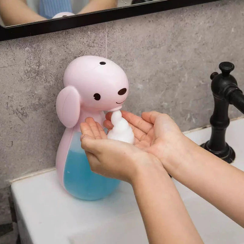 Touchless cartoon-style soap dispenser with automatic frothing and hands-free operation