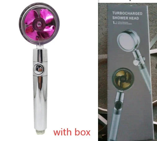 360-degree rotating high-pressure shower head with built-in fan and adjustable water spray