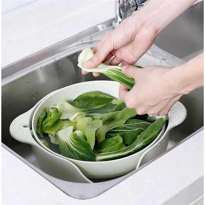 Premium wheat fibre drain basket with a versatile design for washing, soaking, draining, and storing produce in the kitchen